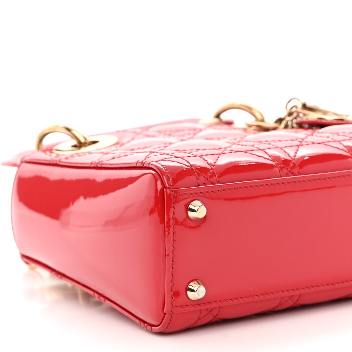 Patent Cannage Mini Lady Dior Red