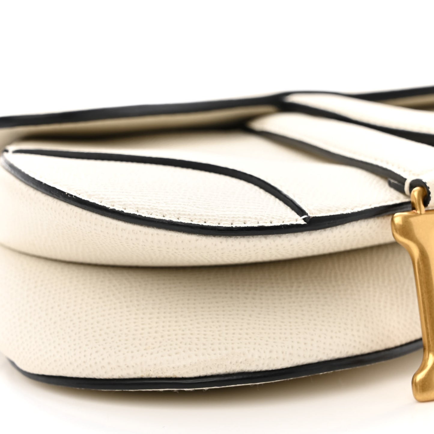 Grained Calfskin Mini Saddle Bag White