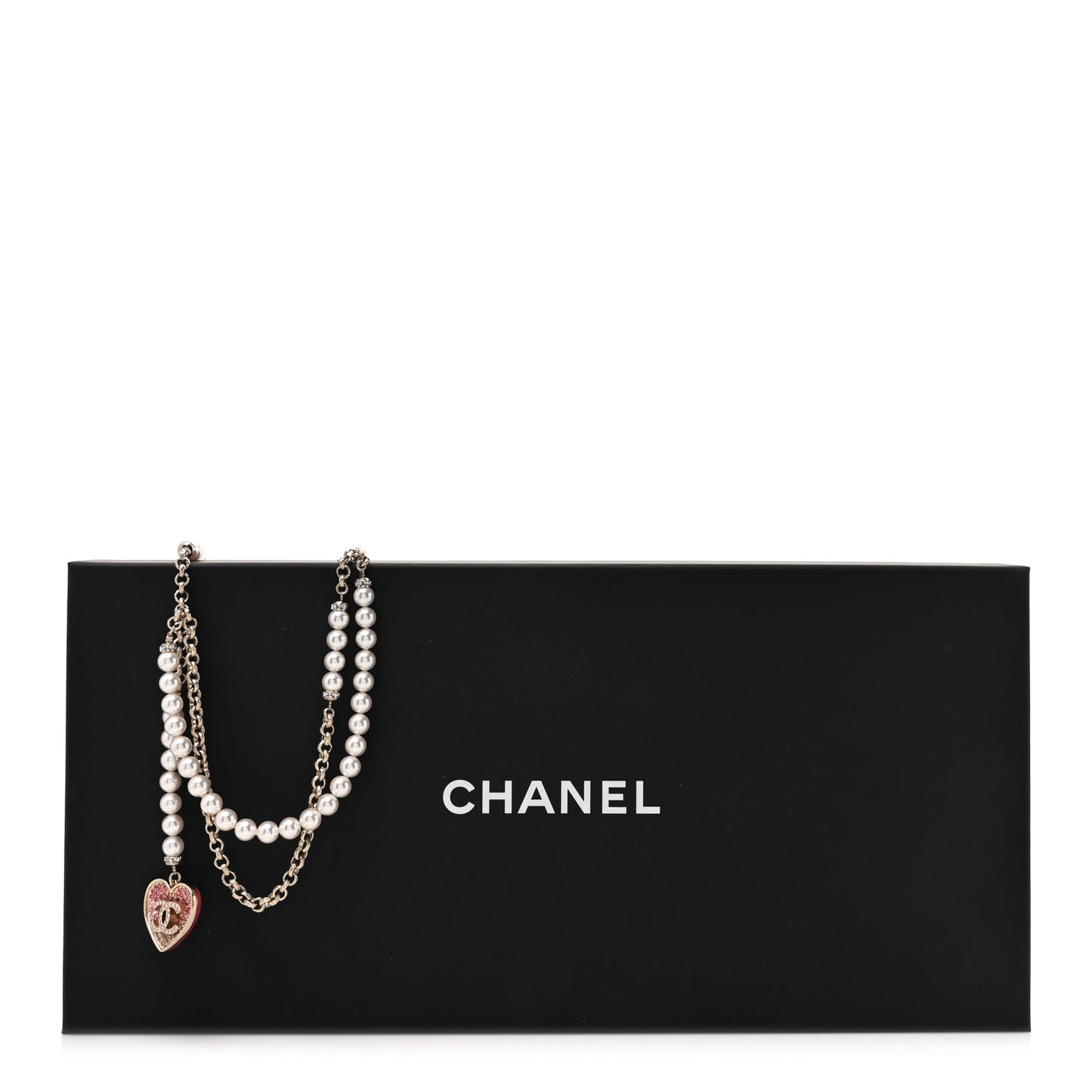 Pearl Crystal CC Heart Multi Strand Necklace Gold