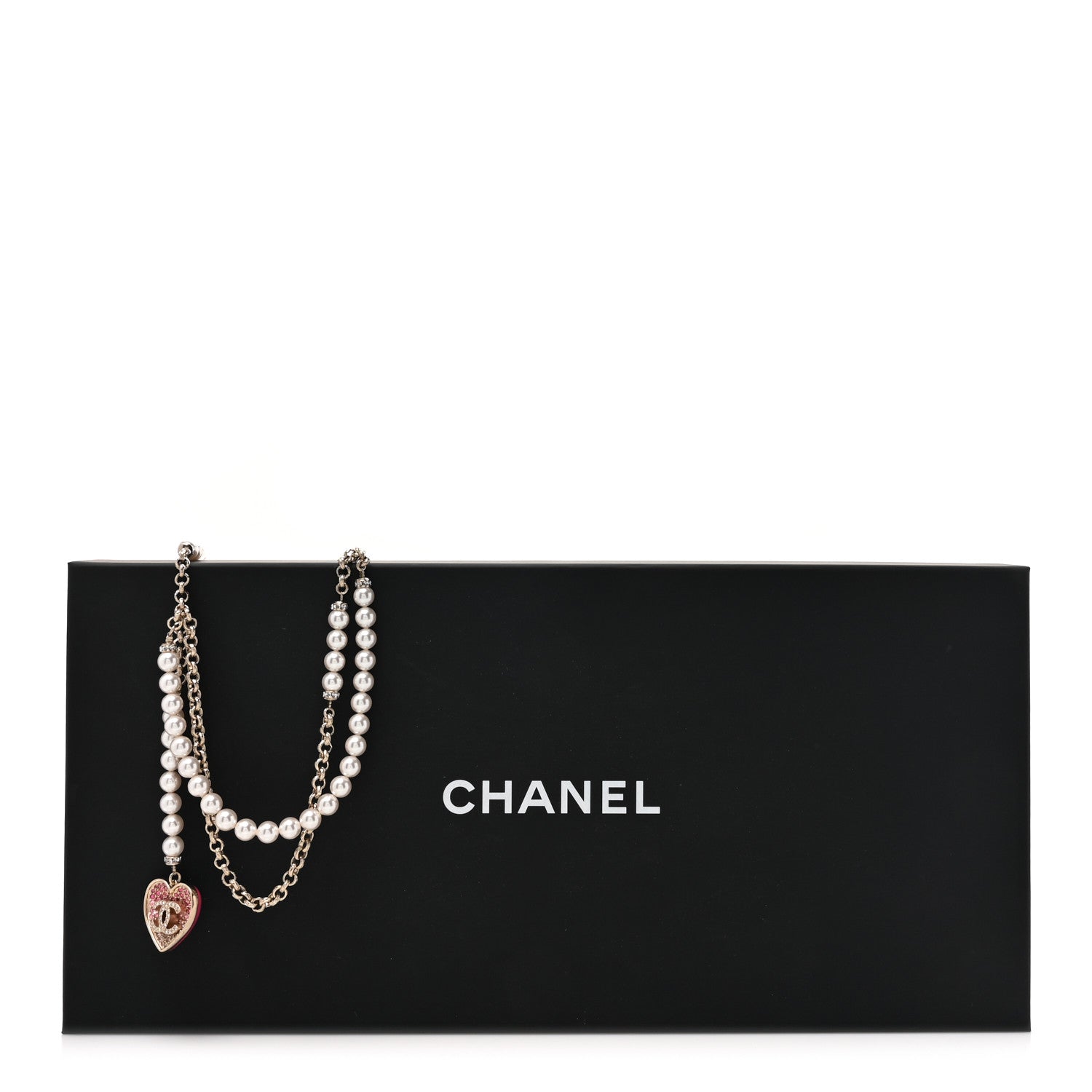 Chanel Pearl Crystal CC Heart Multi Strand Necklace Gold 5 of 5