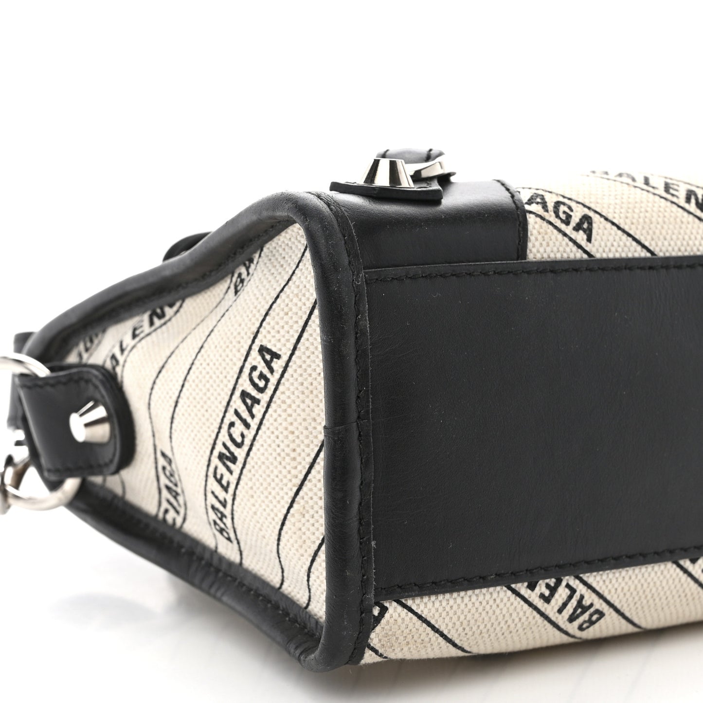 Canvas Satin Calfskin Diagonal Allover Logo Print Classic Silver Hardware Mini City Natural Black