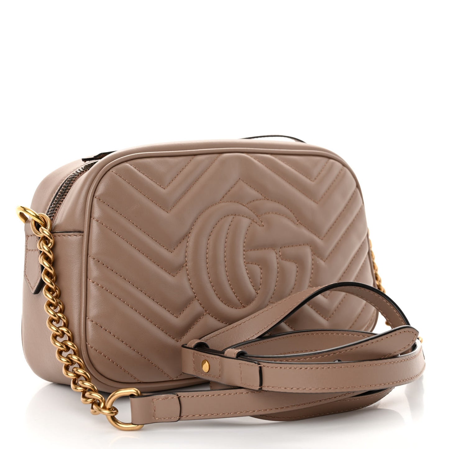 Calfskin Matelasse Small GG Marmont Chain Shoulder Bag Porcelain Rose