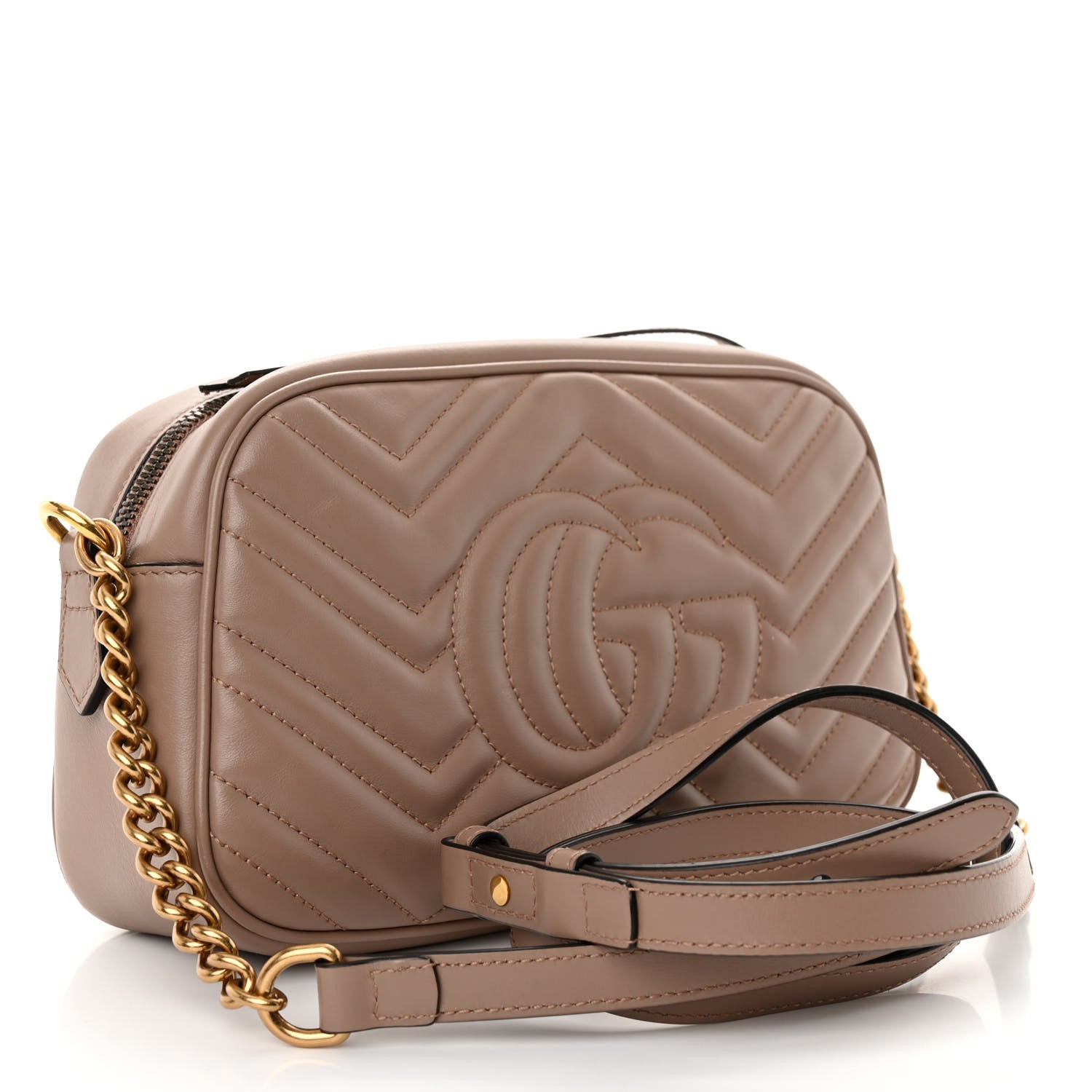 Gucci Calfskin Matelasse Small GG Marmont Chain Shoulder Bag Porcelain Rose 3 of 10