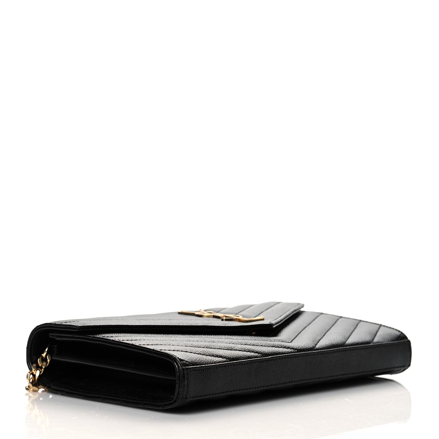 Grain De Poudre Matelasse Chevron Monogram Chain Wallet Black