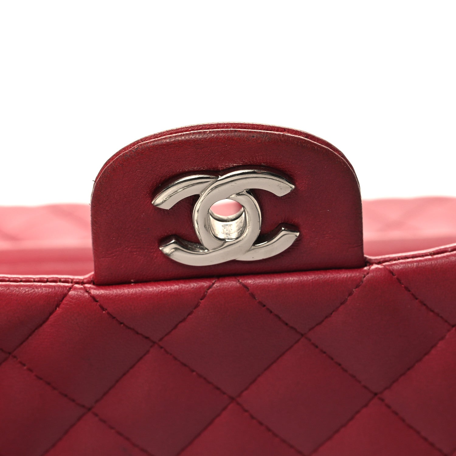 Chanel Glazed Lambskin Quilted Medium Double Flap Bijoux Chain Red 13 of 15