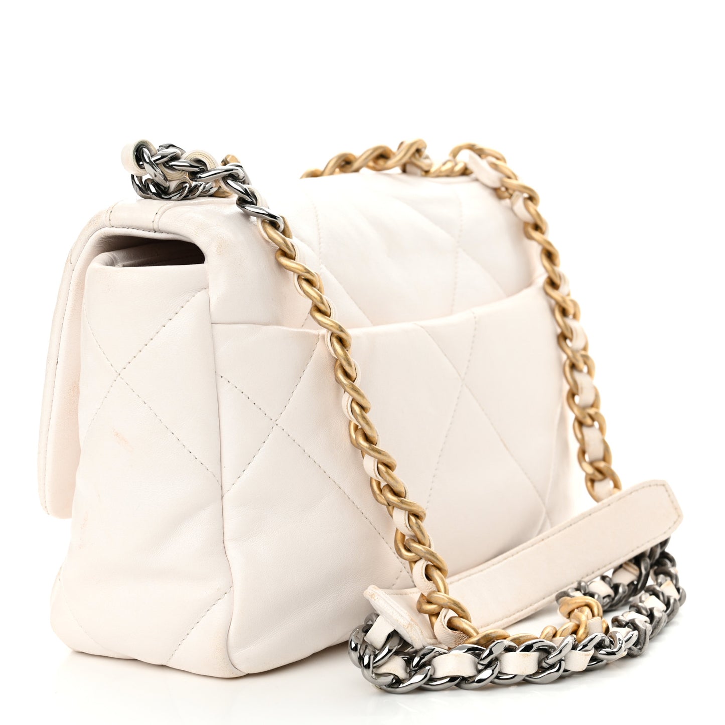 Lambskin Quilted Medium Chanel 19 Flap White