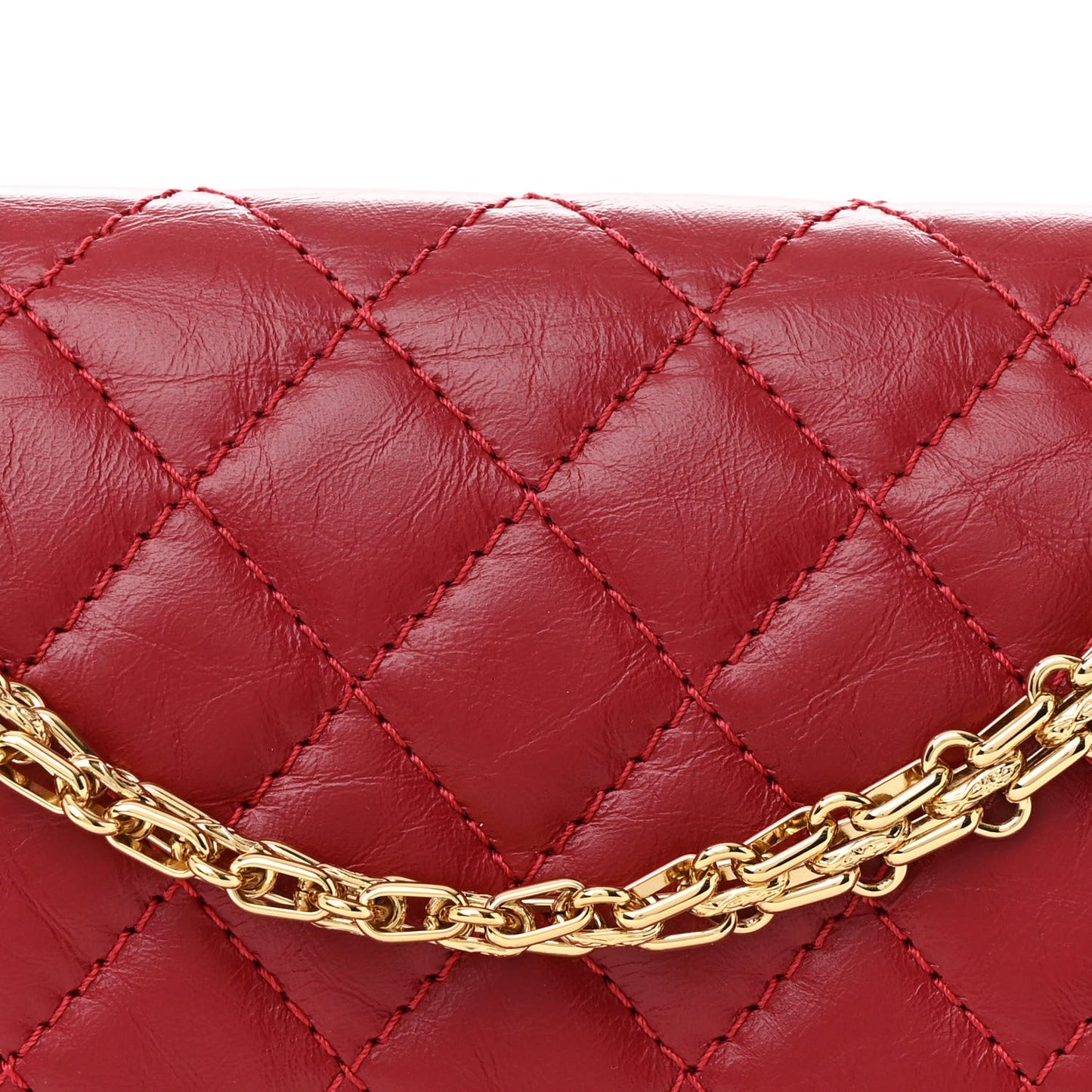 Aged Calfskin Quilted 2.55 Reissue 225 Flap Red