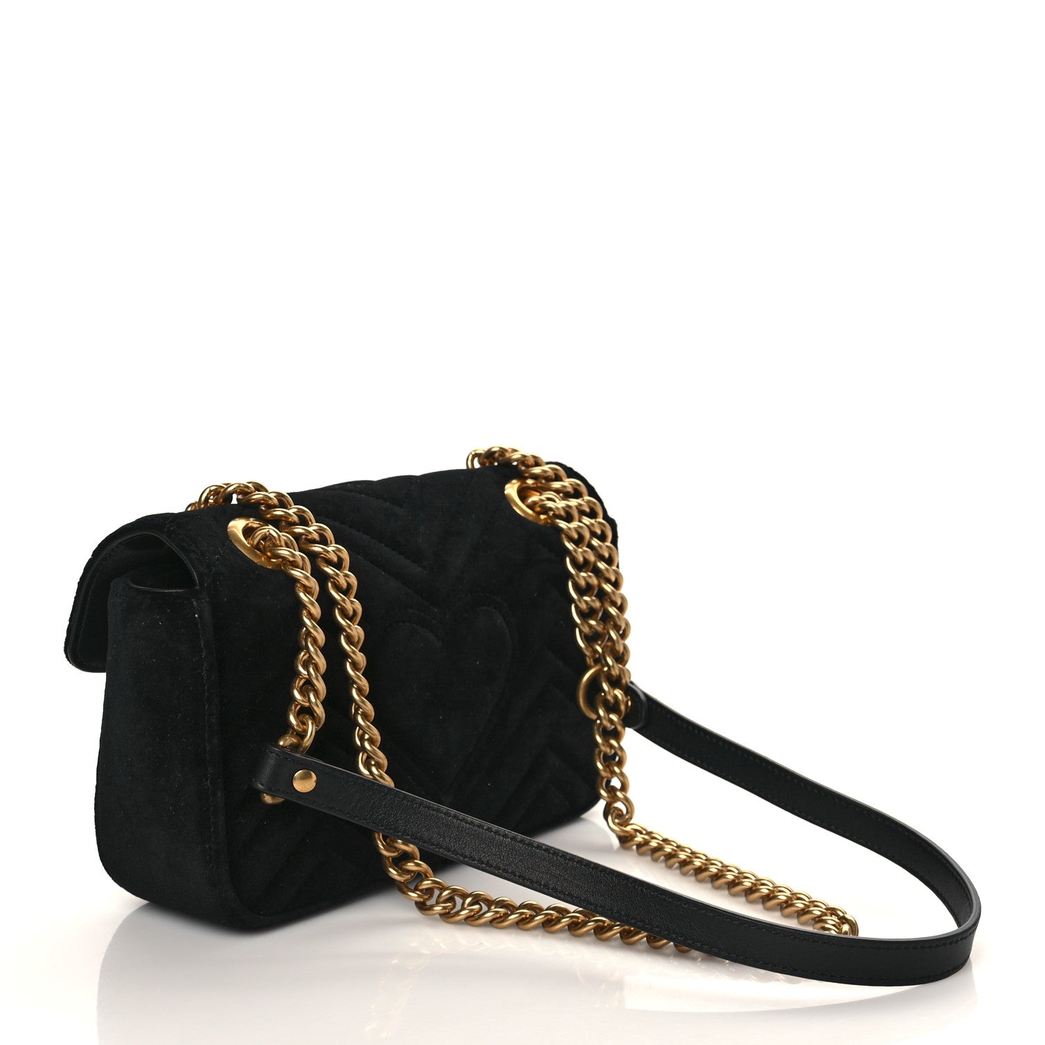 Gucci Velvet Matelasse Mini GG Marmont Shoulder Bag Black 3 of 11