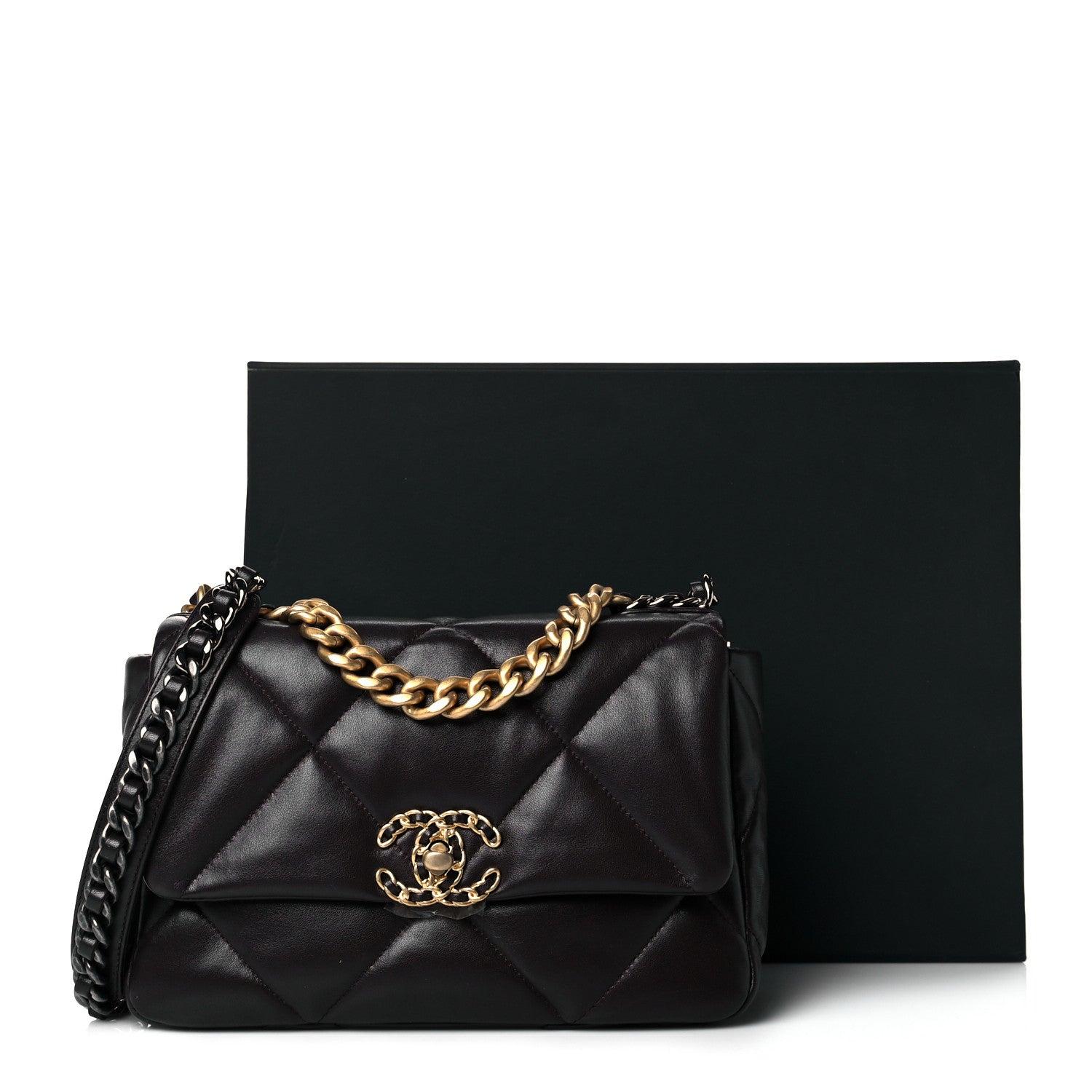 Chanel Lambskin Quilted Medium Chanel 19 Flap Dark Brown 20 of 22