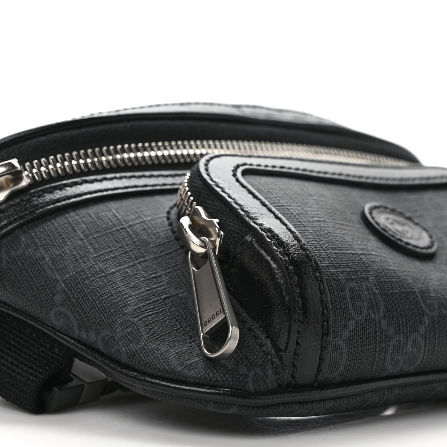 GG Supreme Monogram Textured Calfskin Retro Interlocking G Belt Bag Black