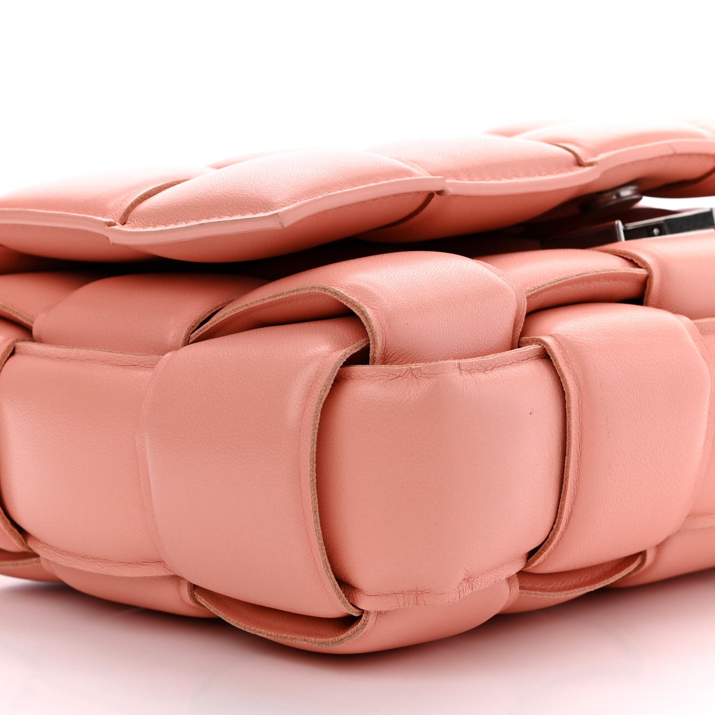 Nappa Maxi Intreccio Padded Cassette Crossbody Bag Peachy
