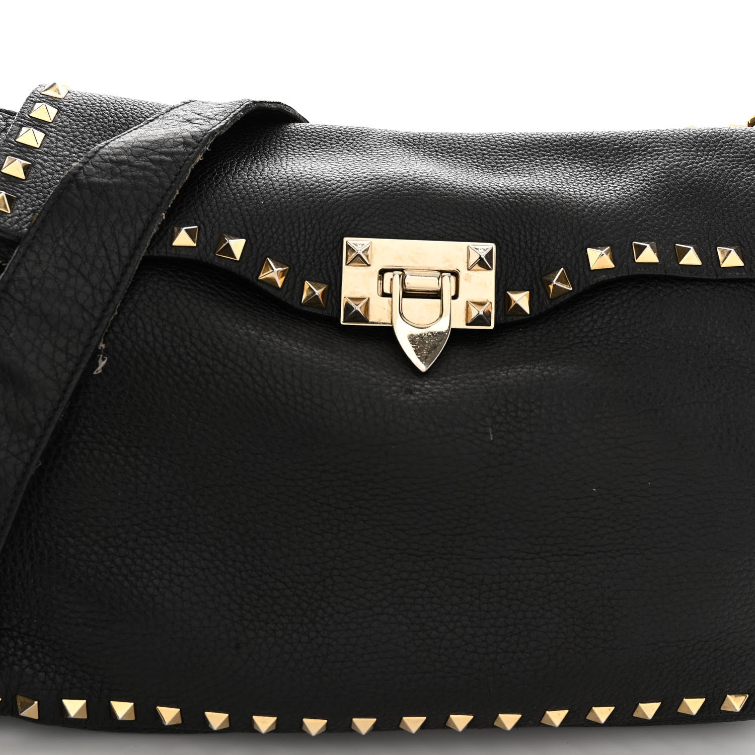 Valentino Garavani Pebbled Calfskin Rockstud Flip-Lock Messenger Bag Black 7 of 11