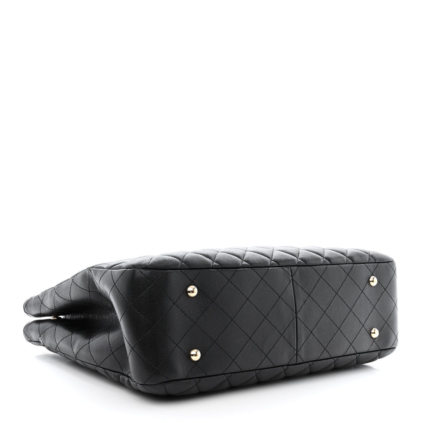Caviar Quilted Large Shopping Tote Black