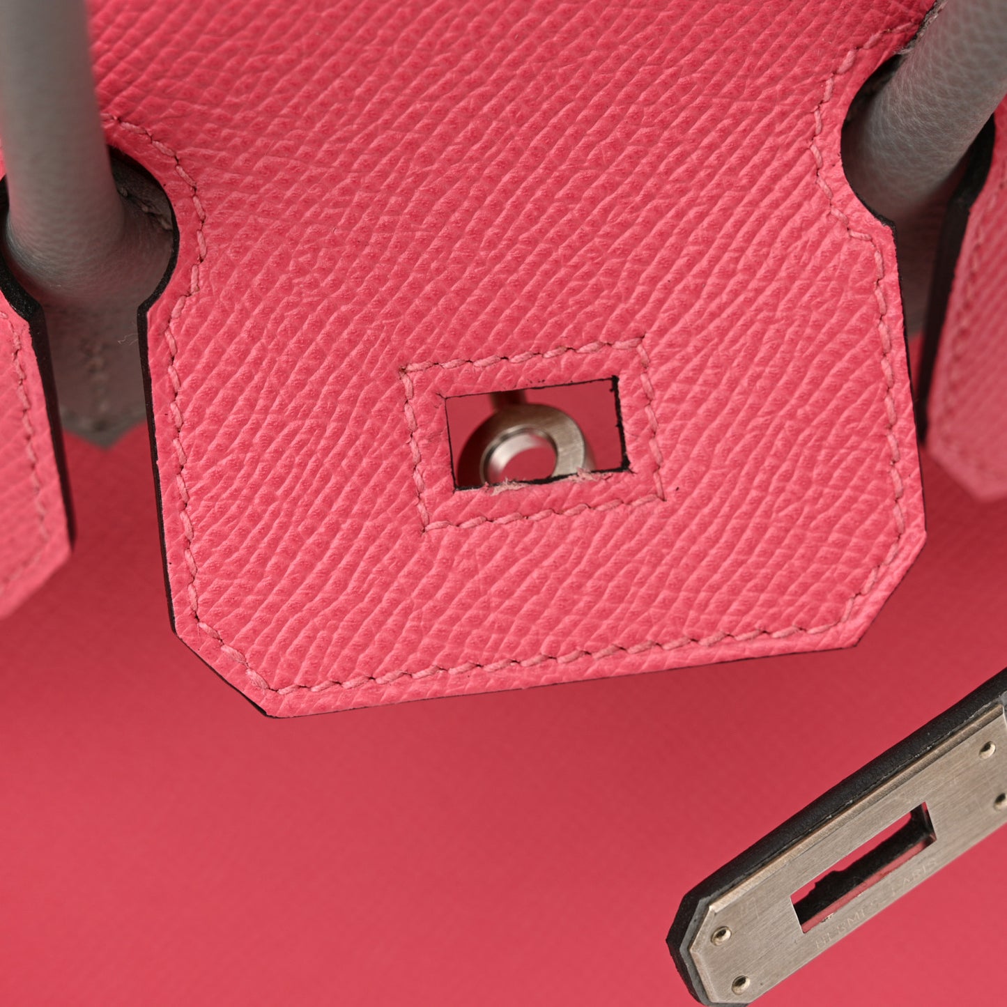Epsom Horseshoe Birkin 25 Rose Azalee Gris Mouette