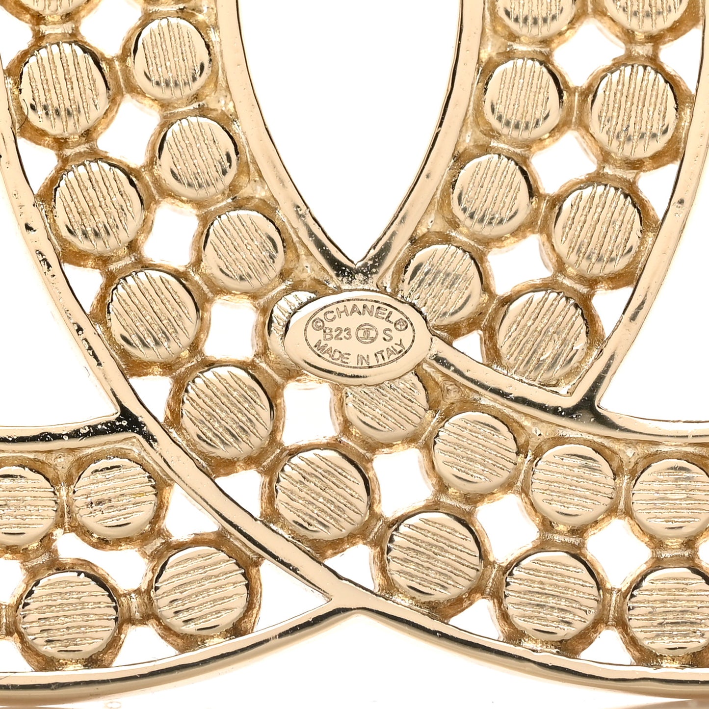 Metal Crystal CC Brooch Gold Black