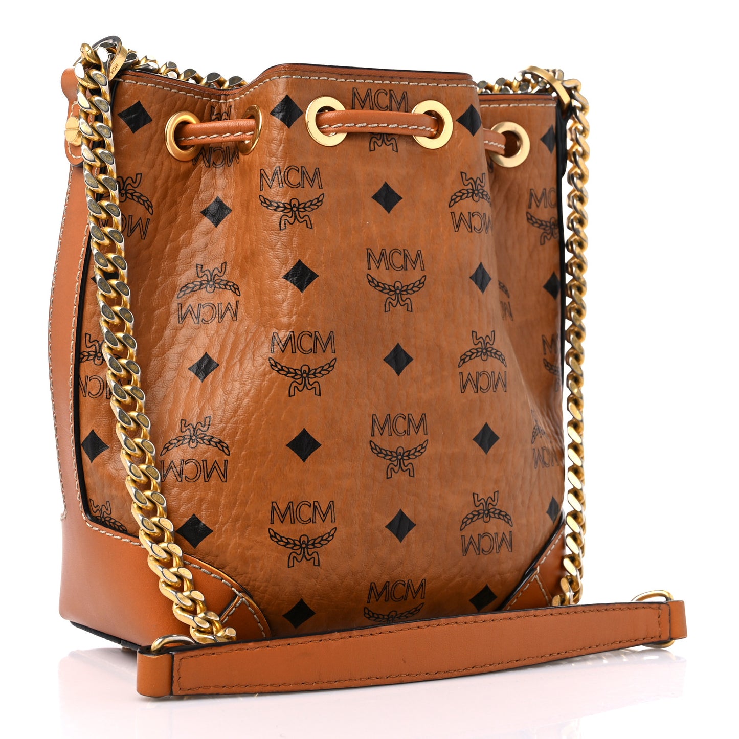 Visetos Berlin Mini Drawstring Bucket Bag Cognac