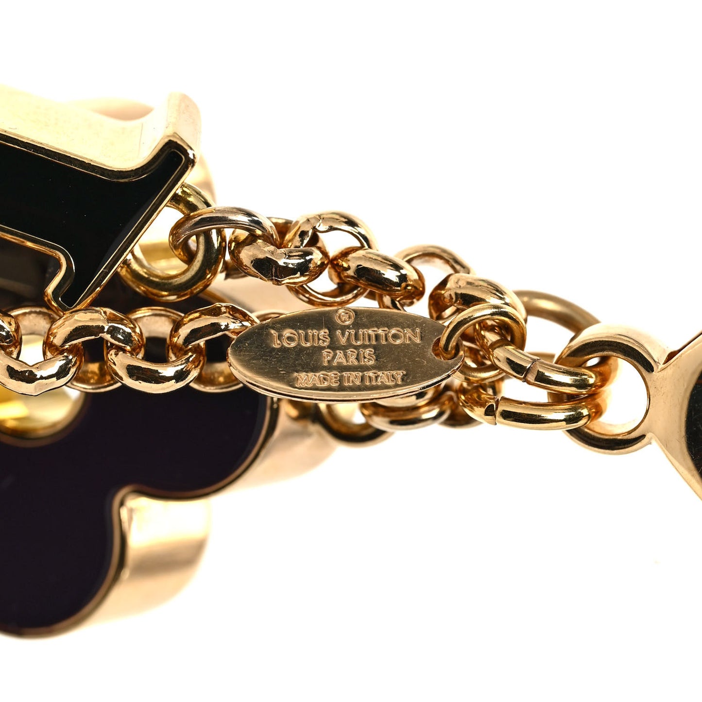 Metal Enamel Fleur De Monogram Bag Charm Dore