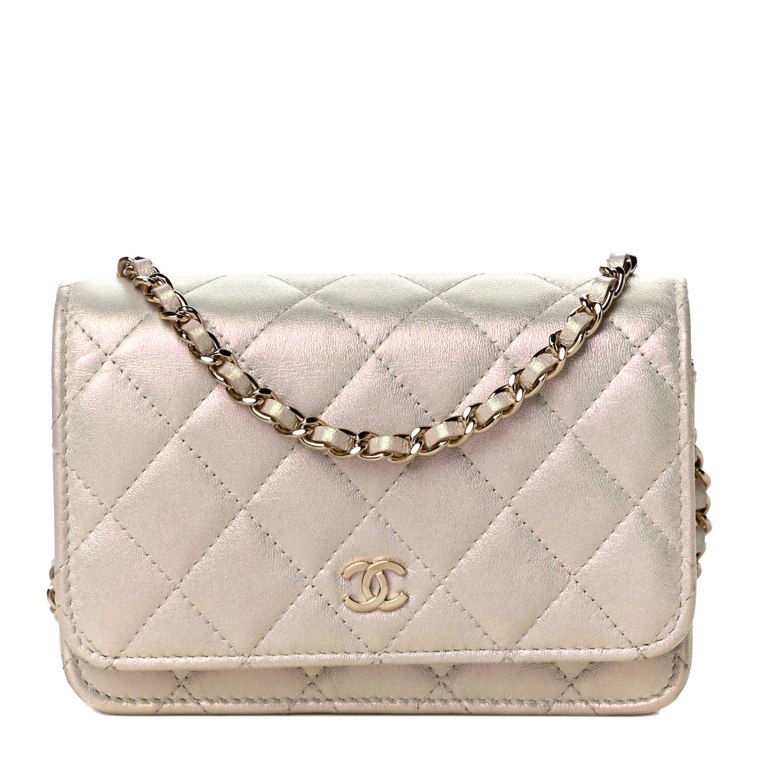 Chanel Iridescent Lambskin Quilted Mini Wallet On Chain WOC Ivory 1 of 12