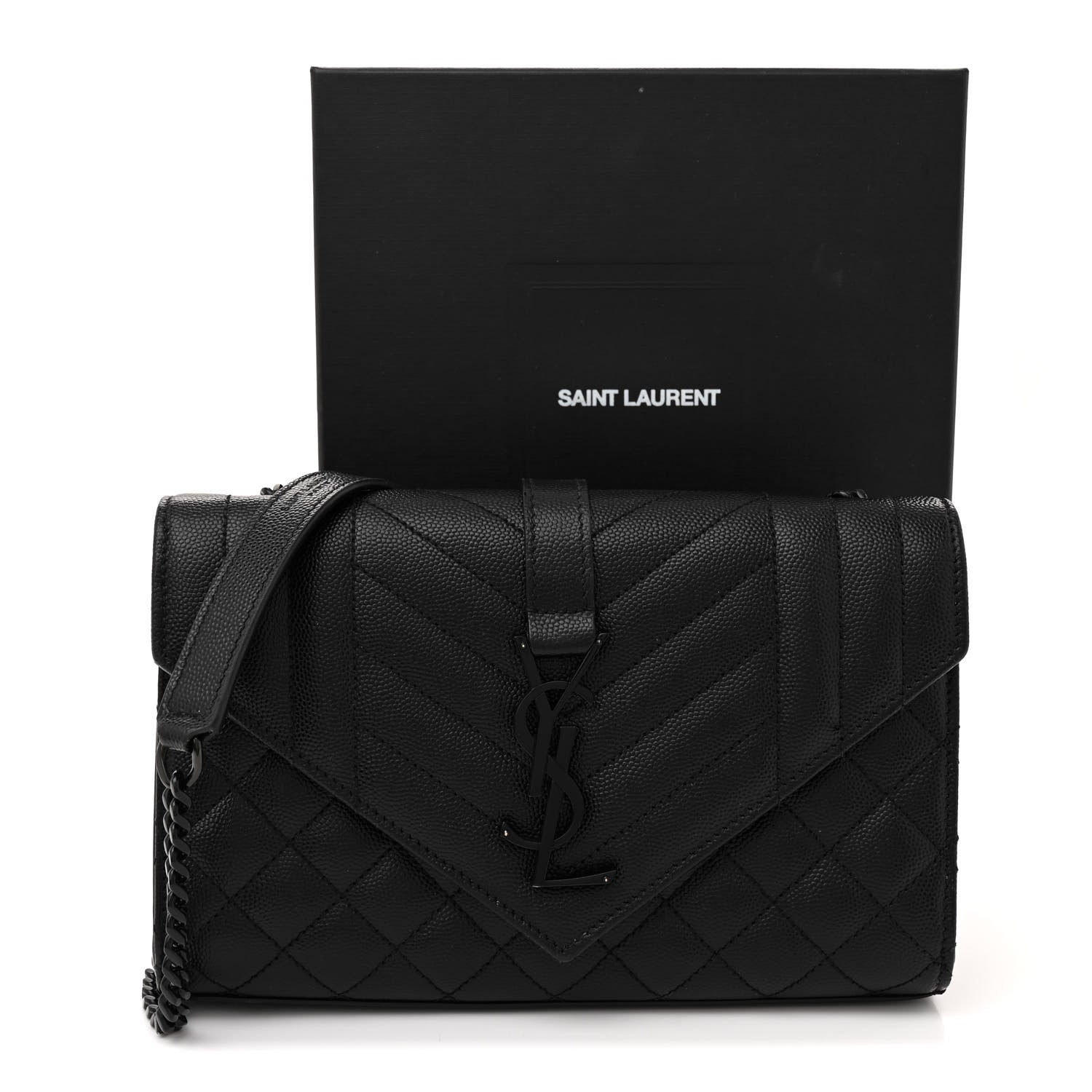 Saint Laurent Grain De Poudre Textured Mixed Matelasse Triquilt Small Monogram Monochrome Satchel Black 12 of 12