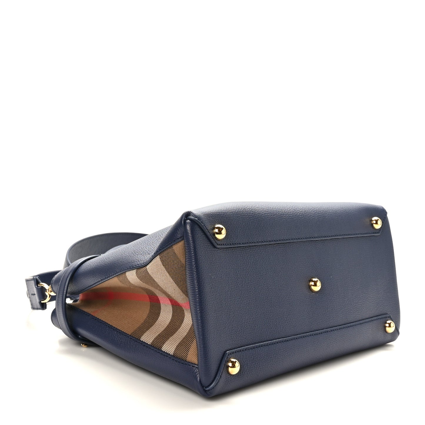 Derby Calfskin House Check Medium Banner Tote Ink Blue