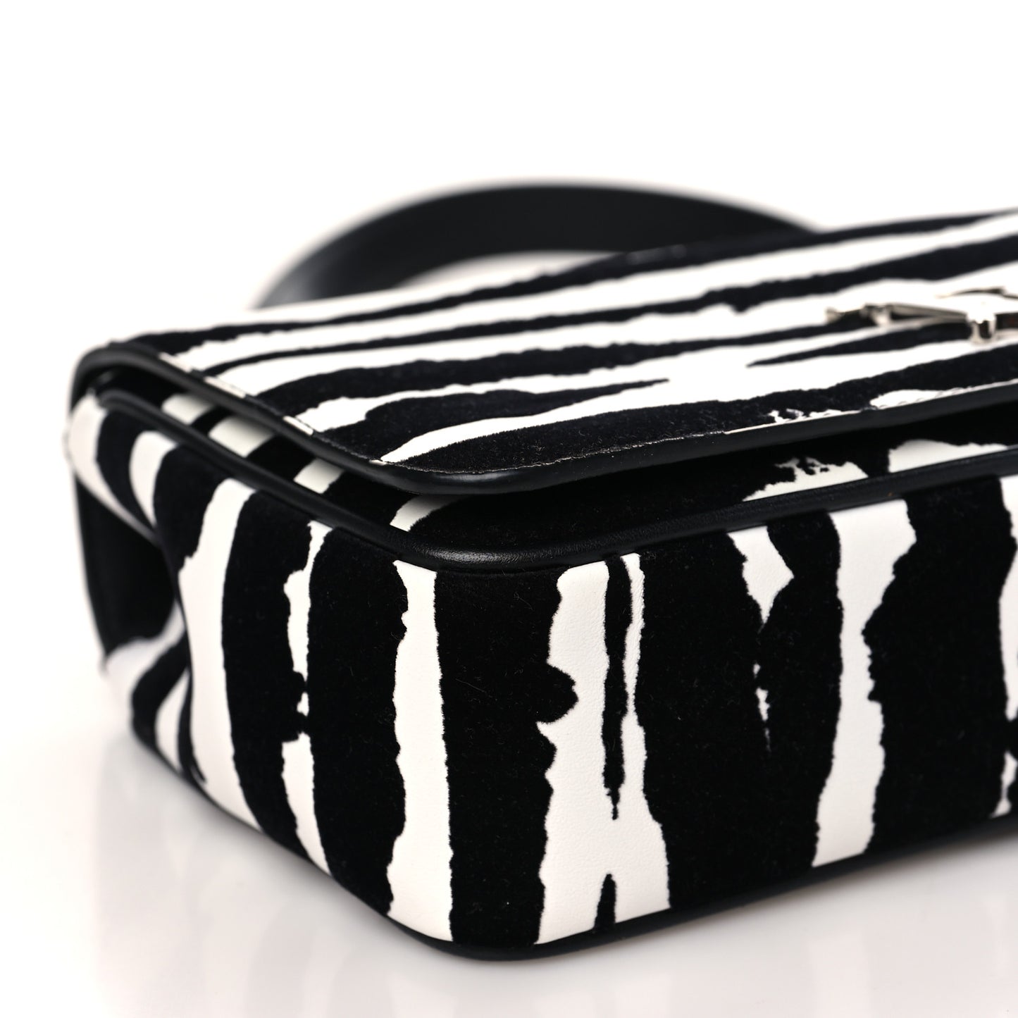 Calfskin Zebra Print Lola Bag Black White