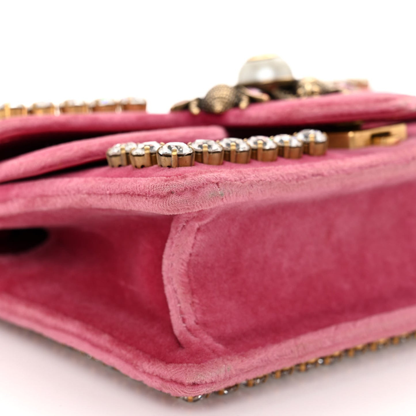 Velvet Crystal Mini Bee Broadway Shoulder Bag Light Raspberry Rose