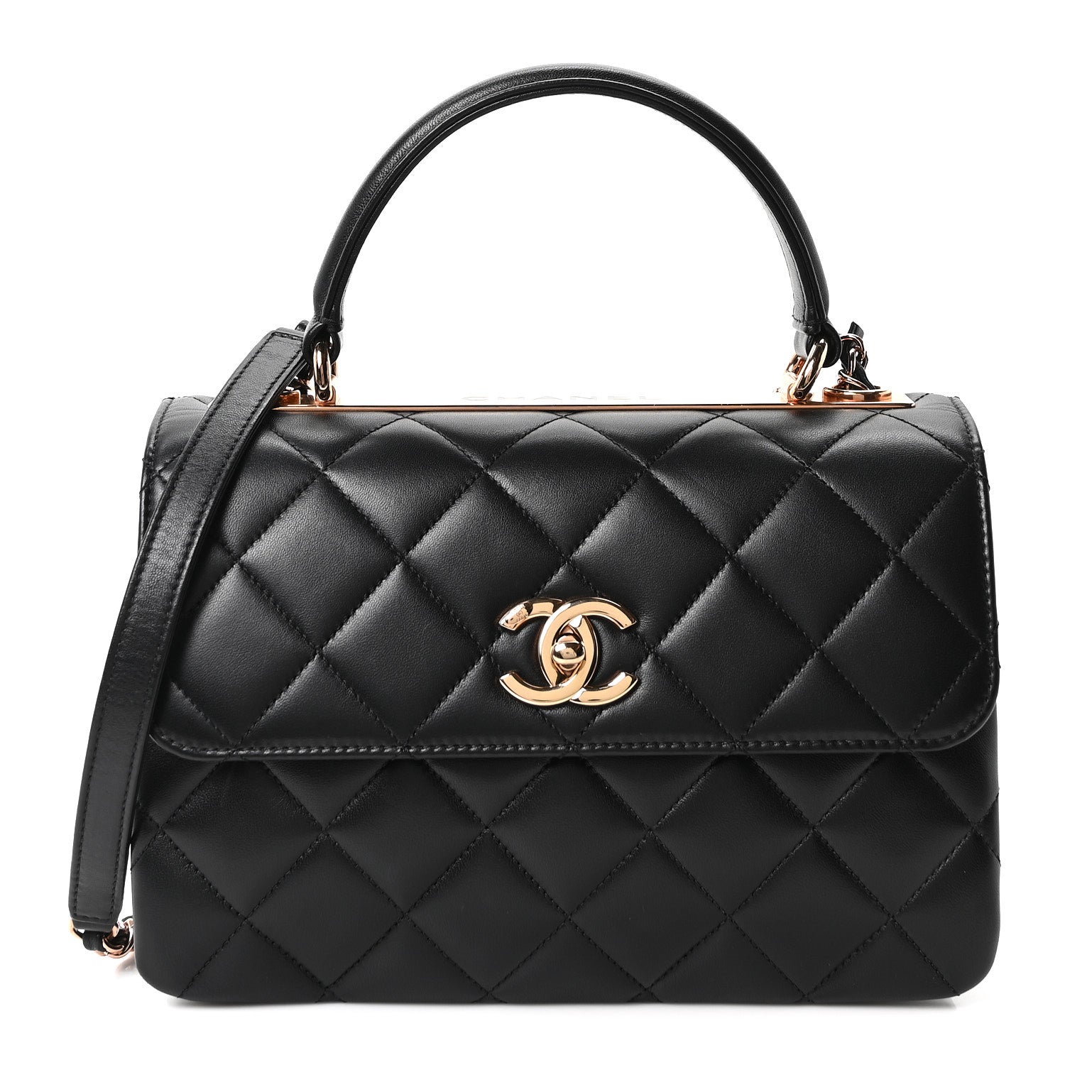 Chanel ショルダーバッグ Chanel Lambskin Quilted Small Trendy CC Dual Handle Flap Bag Black