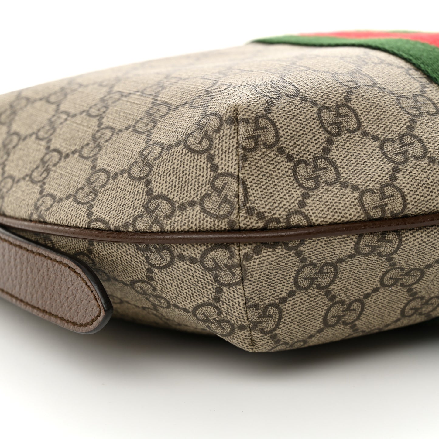 GG Supreme Monogram Web Small Ophidia Half Moon Hobo Brown