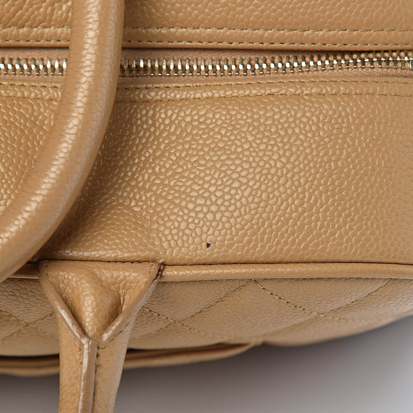 Caviar Quilted Large Bowler Bag Beige