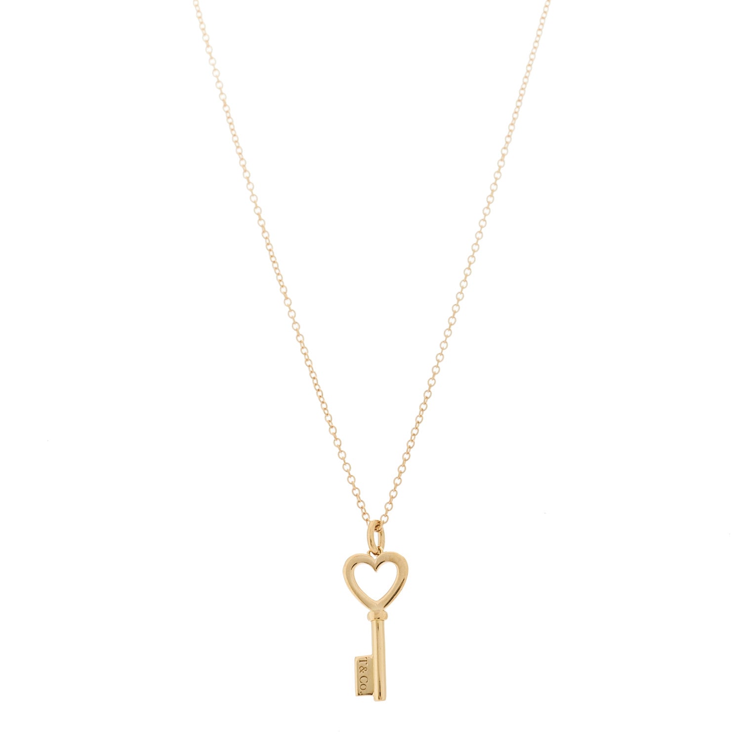 Tiffany 18K Rose Gold Mini Heart Key Pendant Necklace 1849142