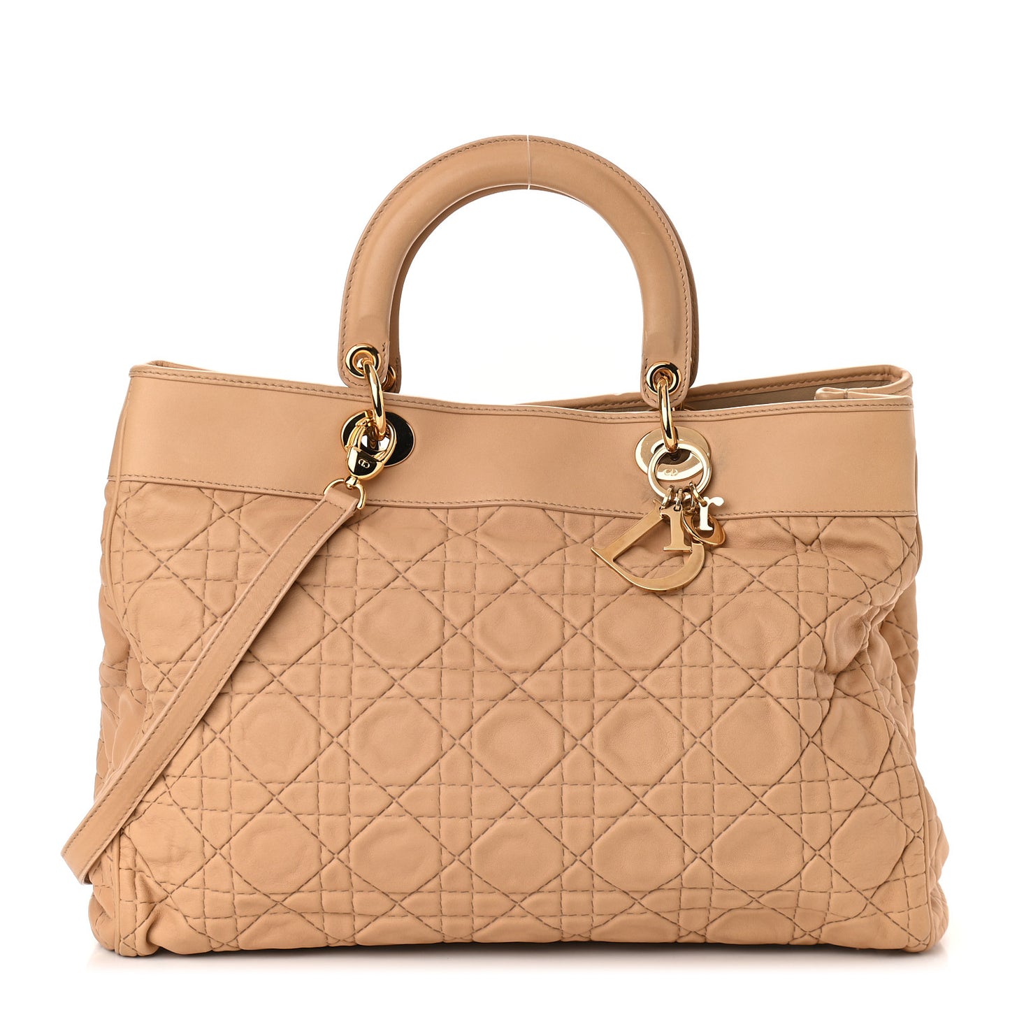 Lambskin Cannage Large Lady Dior Tote Beige