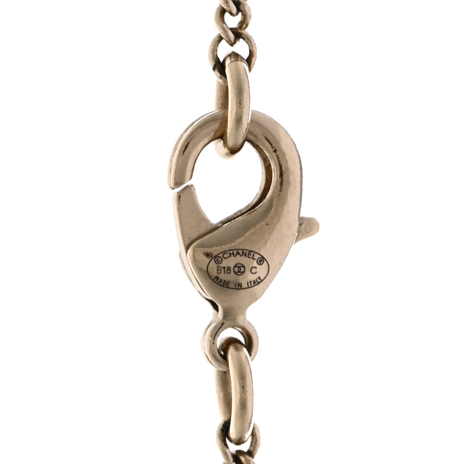 Chanel Baguette Crystal Quilted CC Pendant Necklace Gold 5 of 5