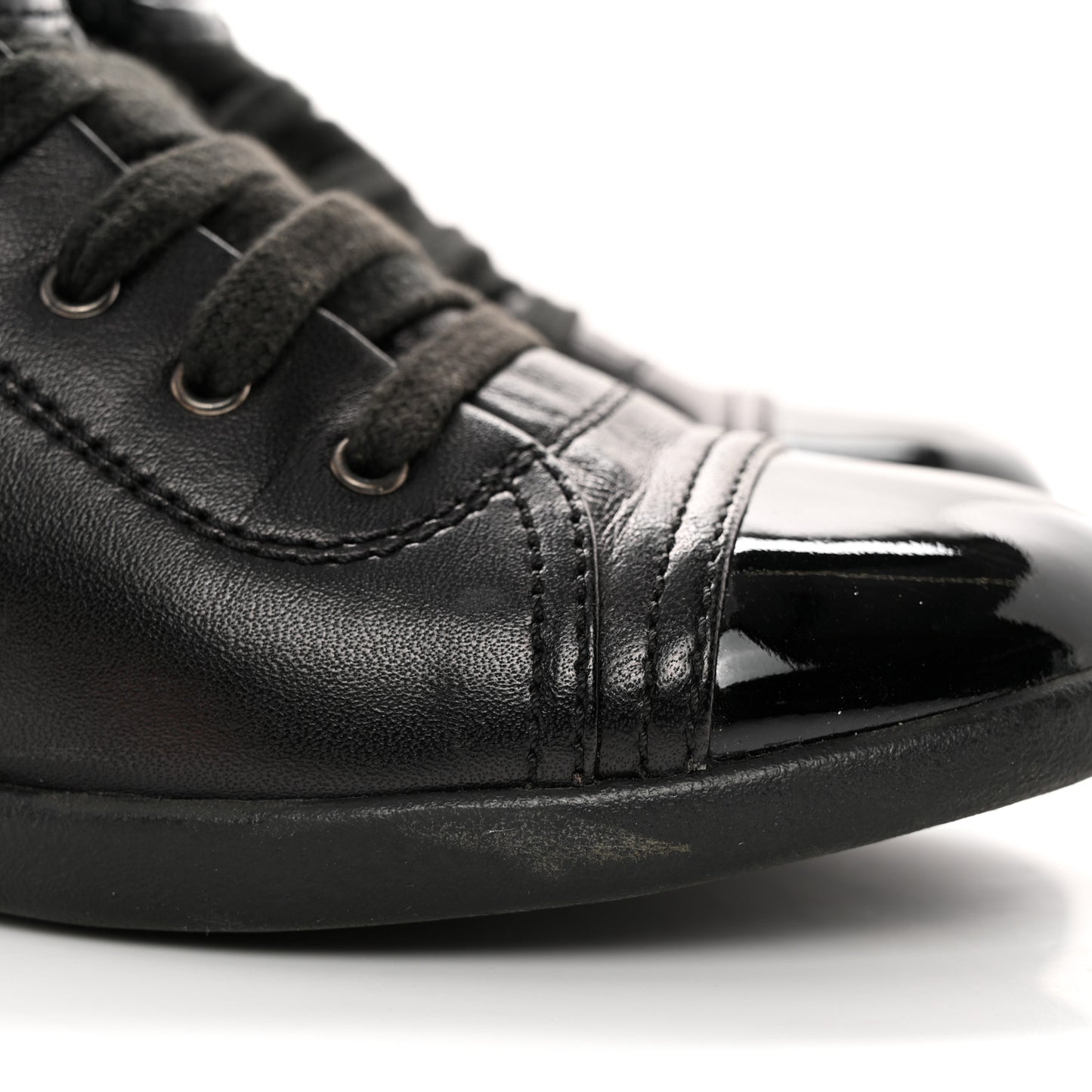 Lambskin Patent Cap Toe CC Sneakers 36 Black