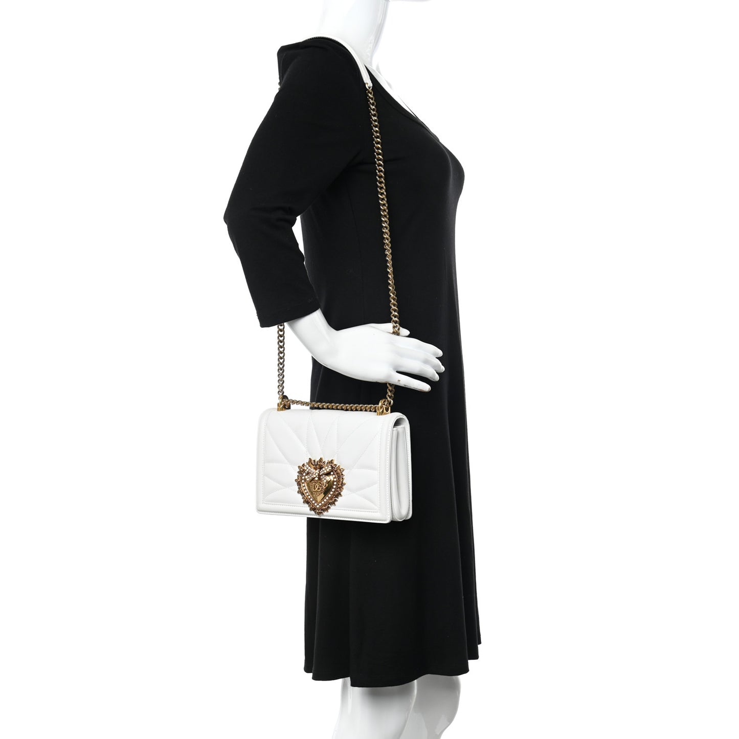 Lambskin Medium Devotion Crossbody Bag White