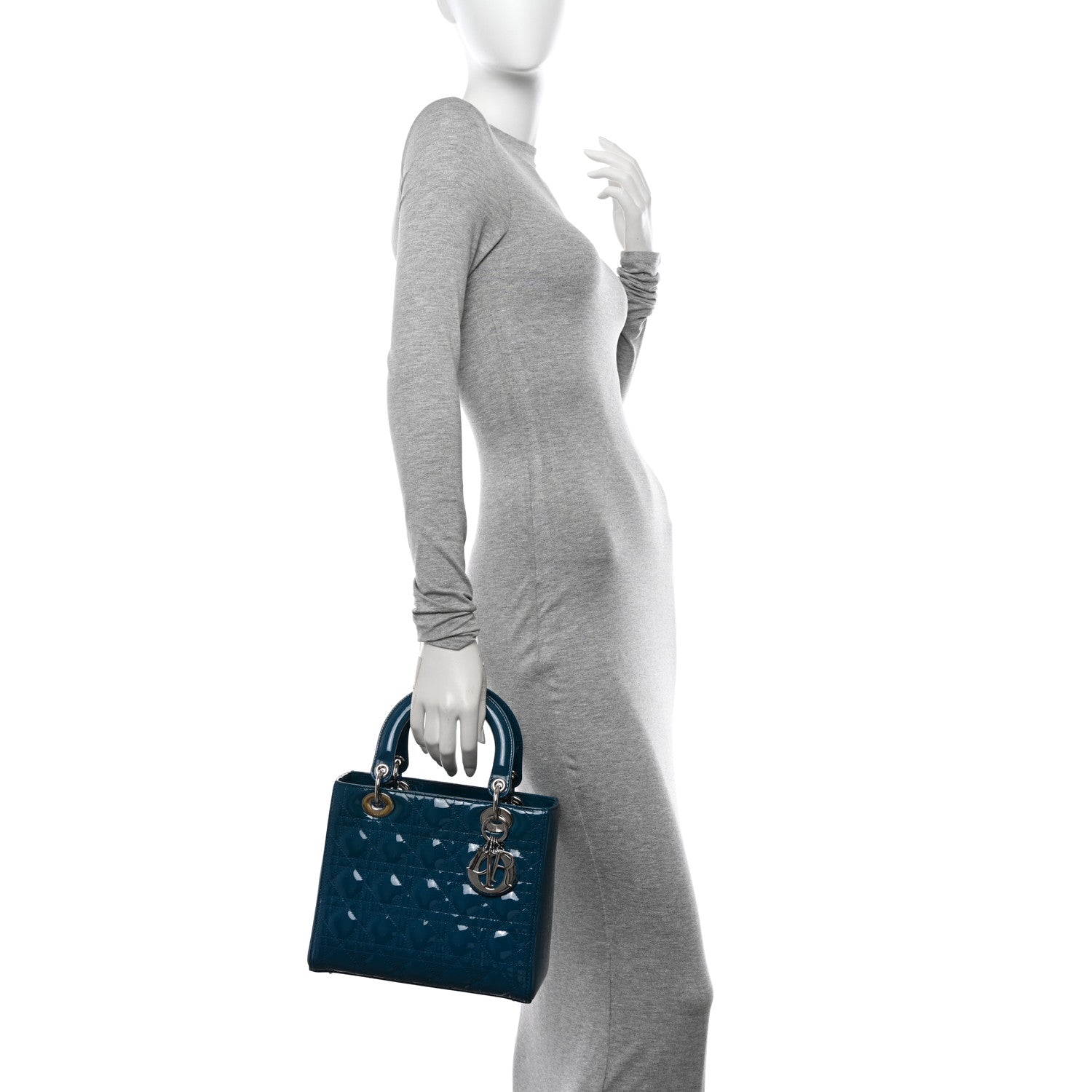 Christian Dior Patent Cannage Medium Lady Dior Blue 2 of 10