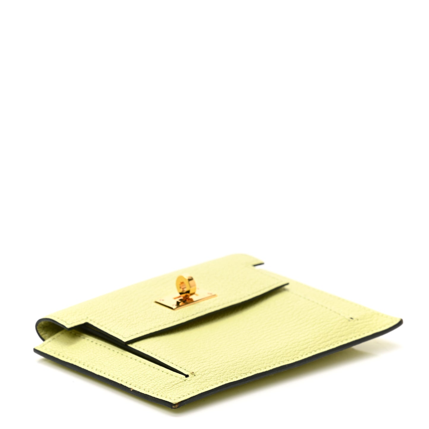 Chevre Mysore Kelly Pocket Compact Wallet Jaune Bourgeon