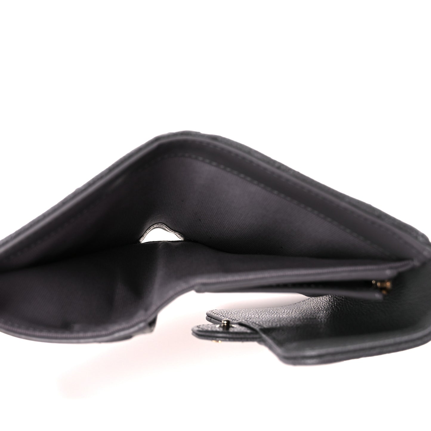 Caviar Quilted Medium Flap Wallet Grey