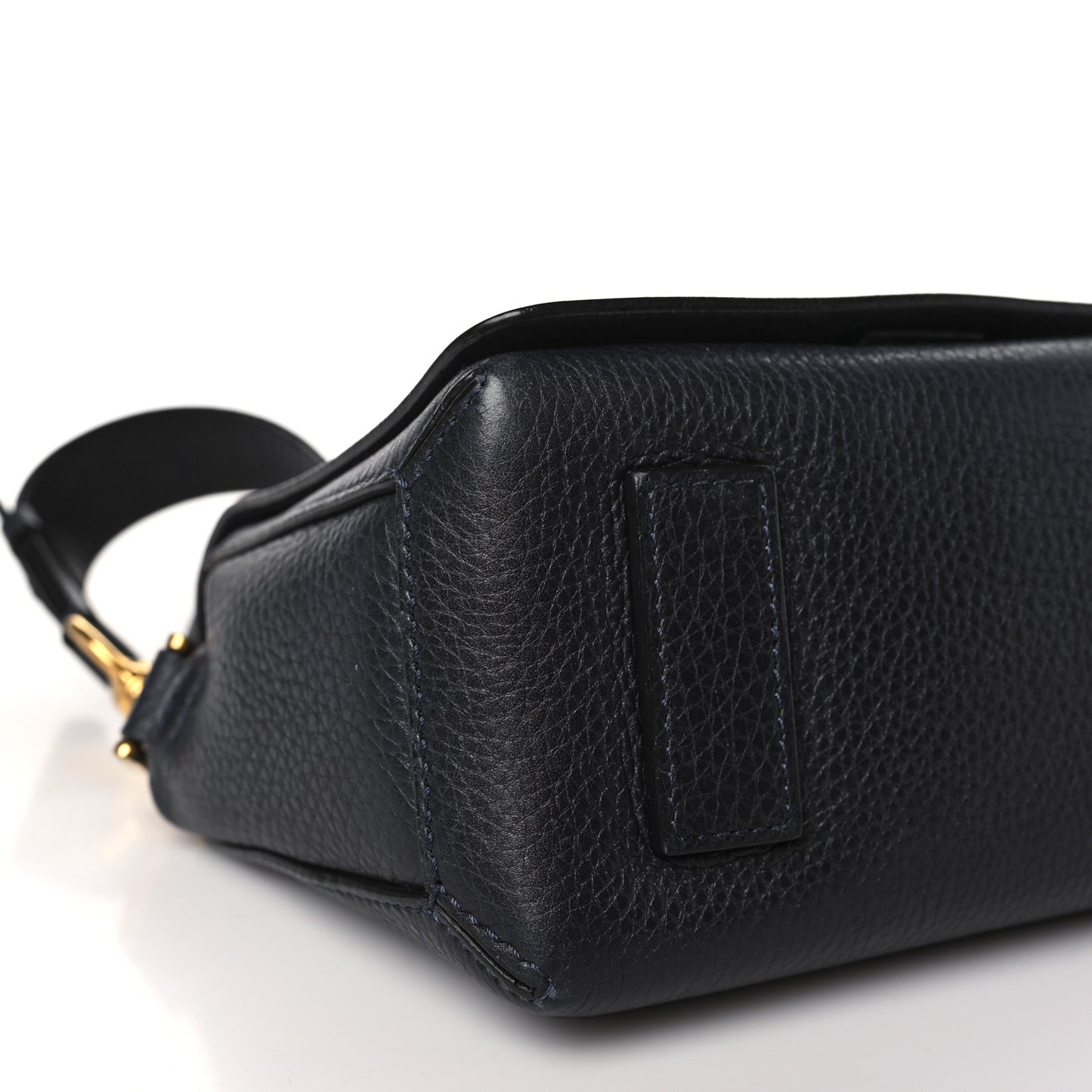 Grained Calfskin Box Messenger Bag Navy