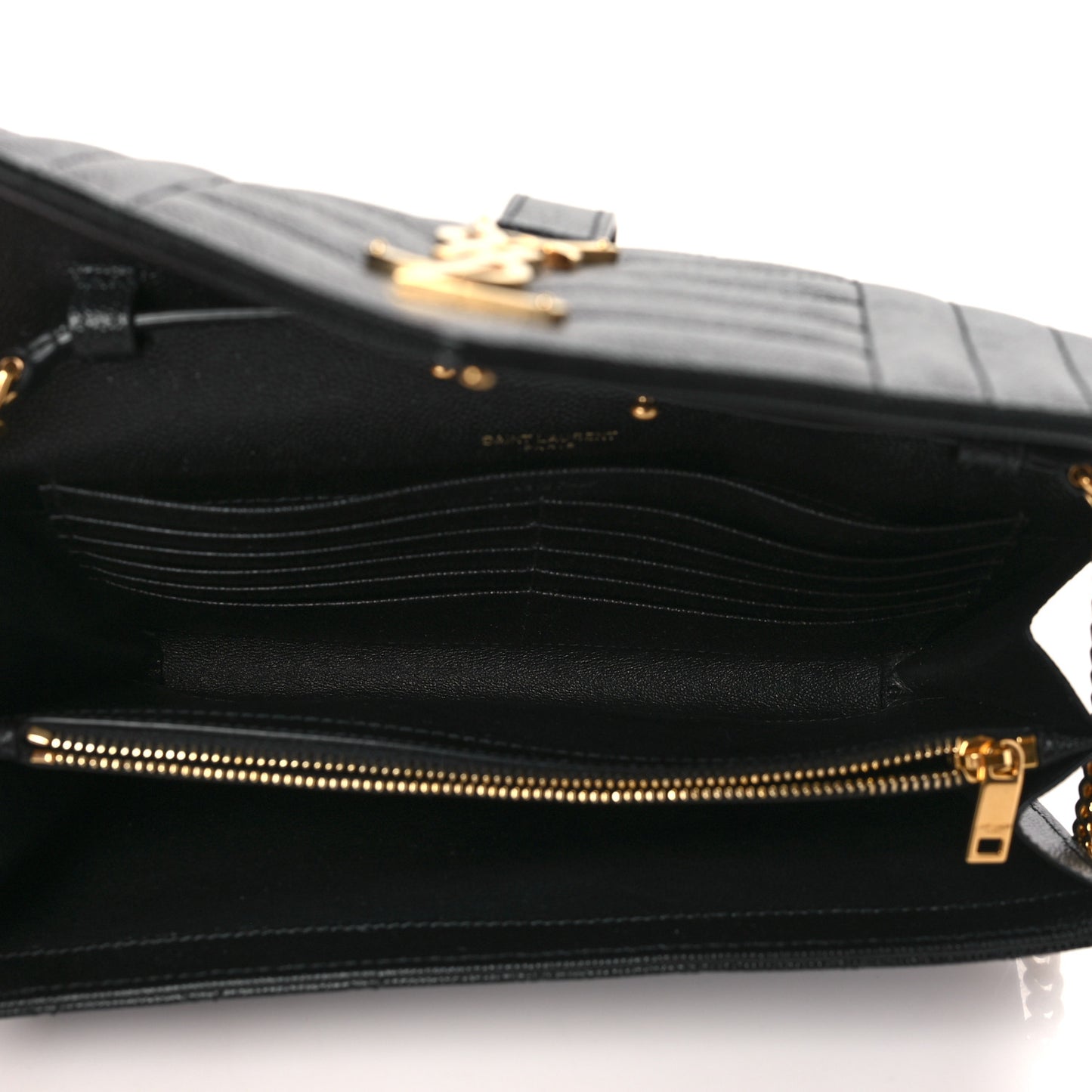 Grain De Poudre Mixed Matelasse Triquilt Monogram Chain Wallet Black