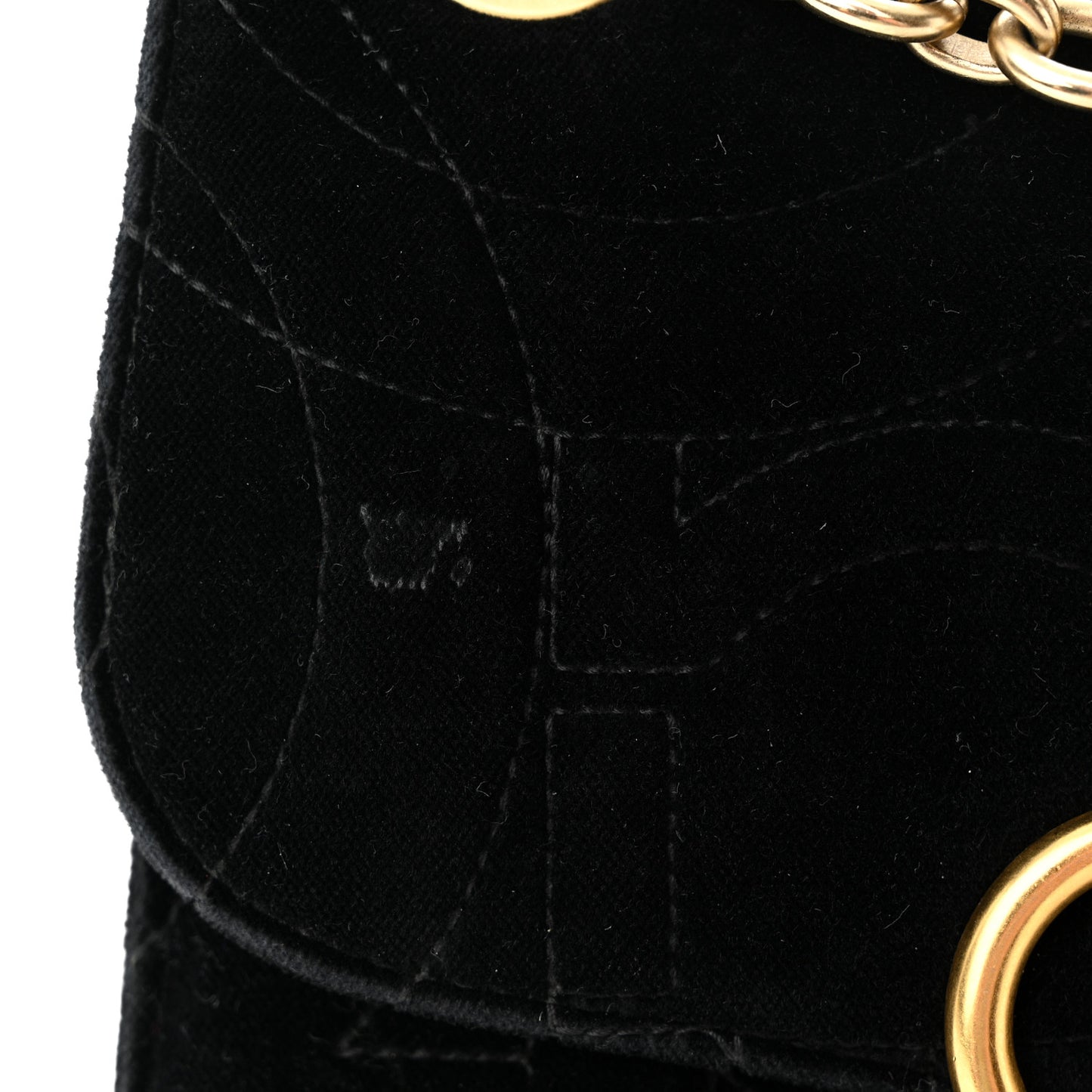 Velvet Quilted Gancini Flap Bag Black