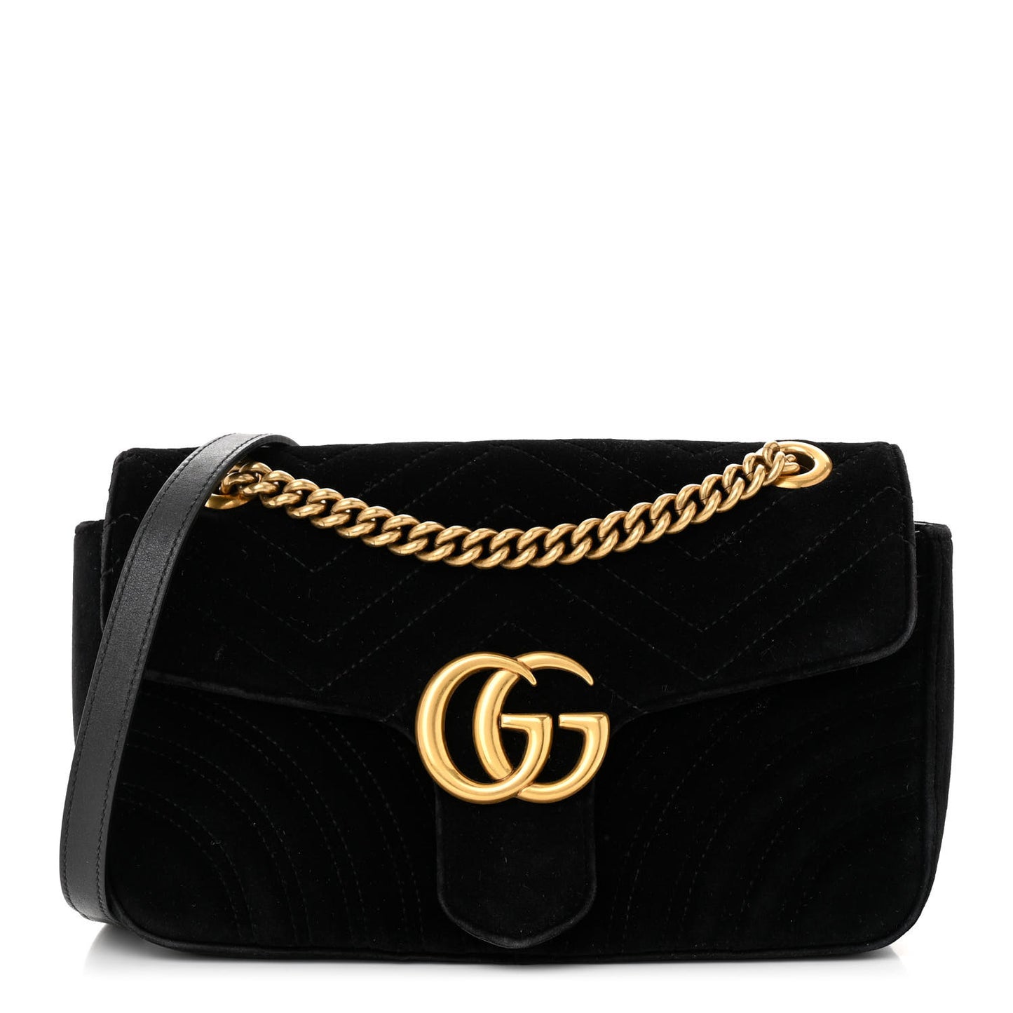 Velvet Matelasse Small GG Marmont Shoulder Bag Black