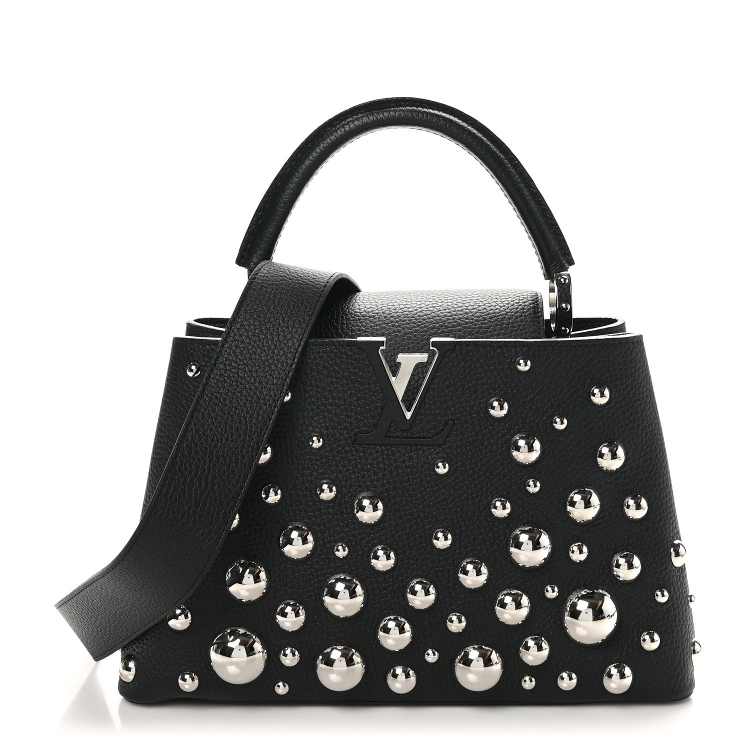 Louis Vuitton LV X YK Taurillon Brass Metal Dots Capucine MM Black