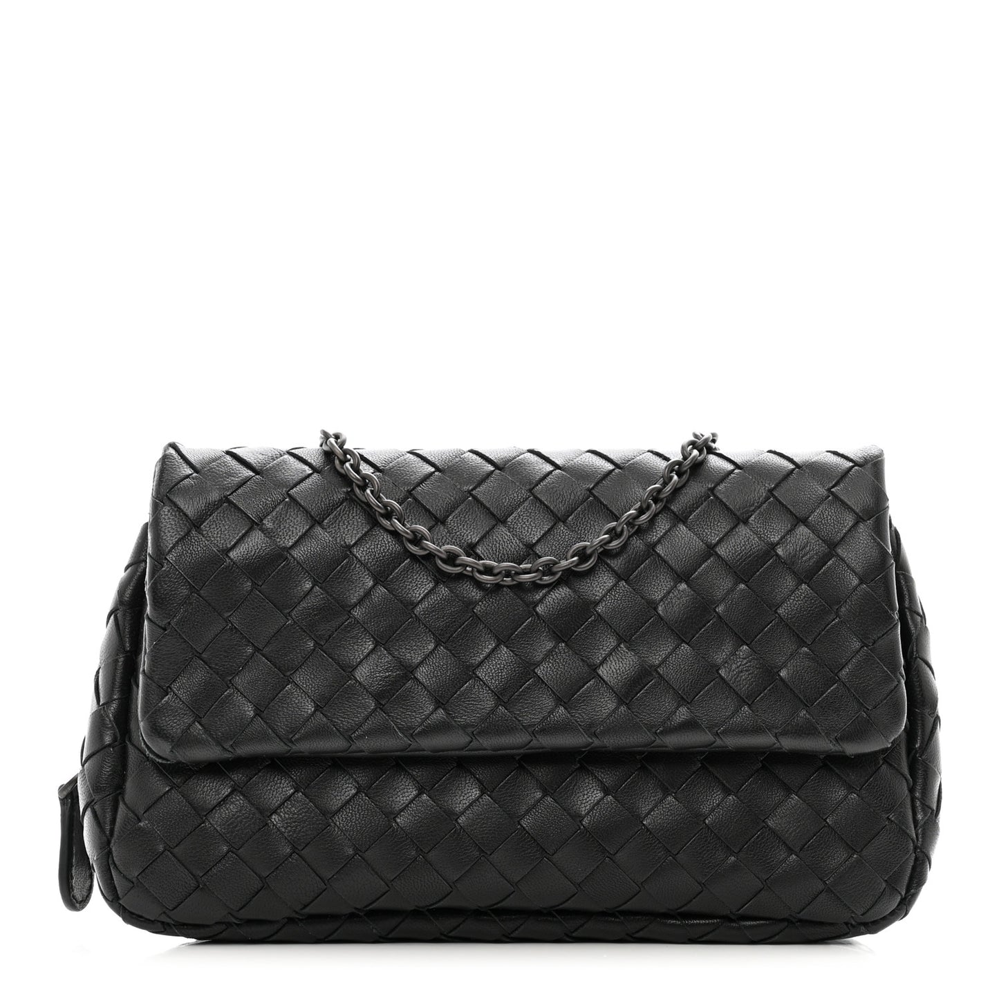 Nappa Intrecciato Mini Chain Messenger Black