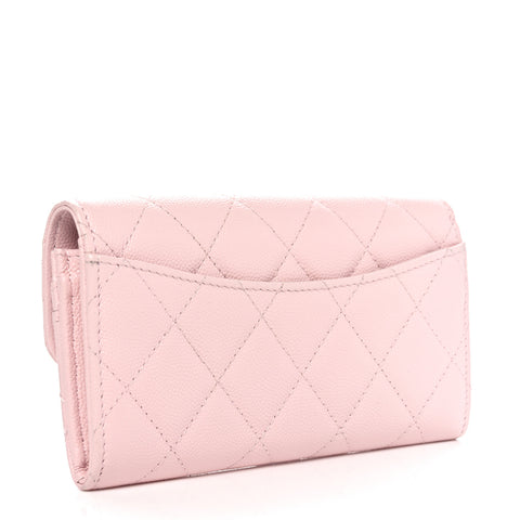 Caviar Quilted Medium Flap Wallet Light Pink