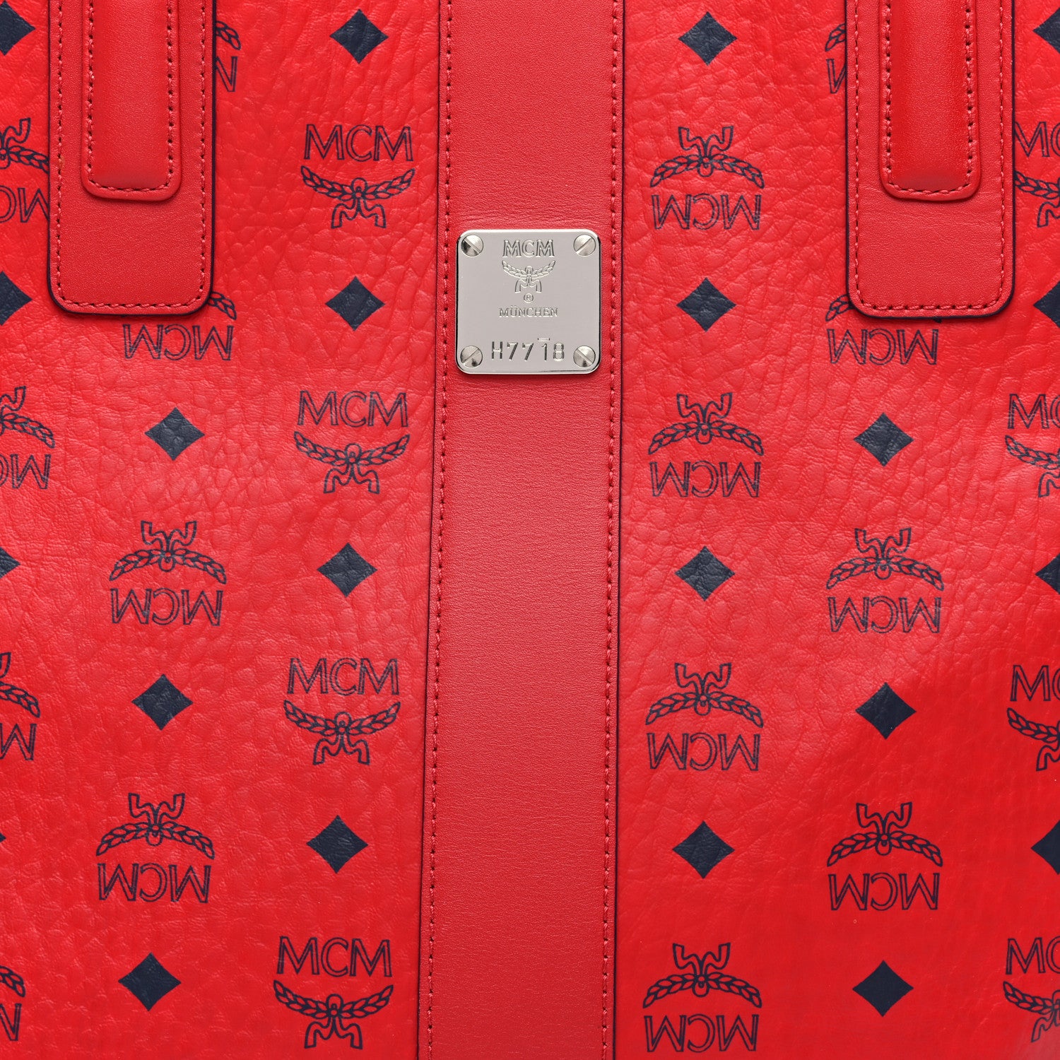 MCM Visetos Large Liz Reversible Shopper Tote Ruby Red 10 of 15