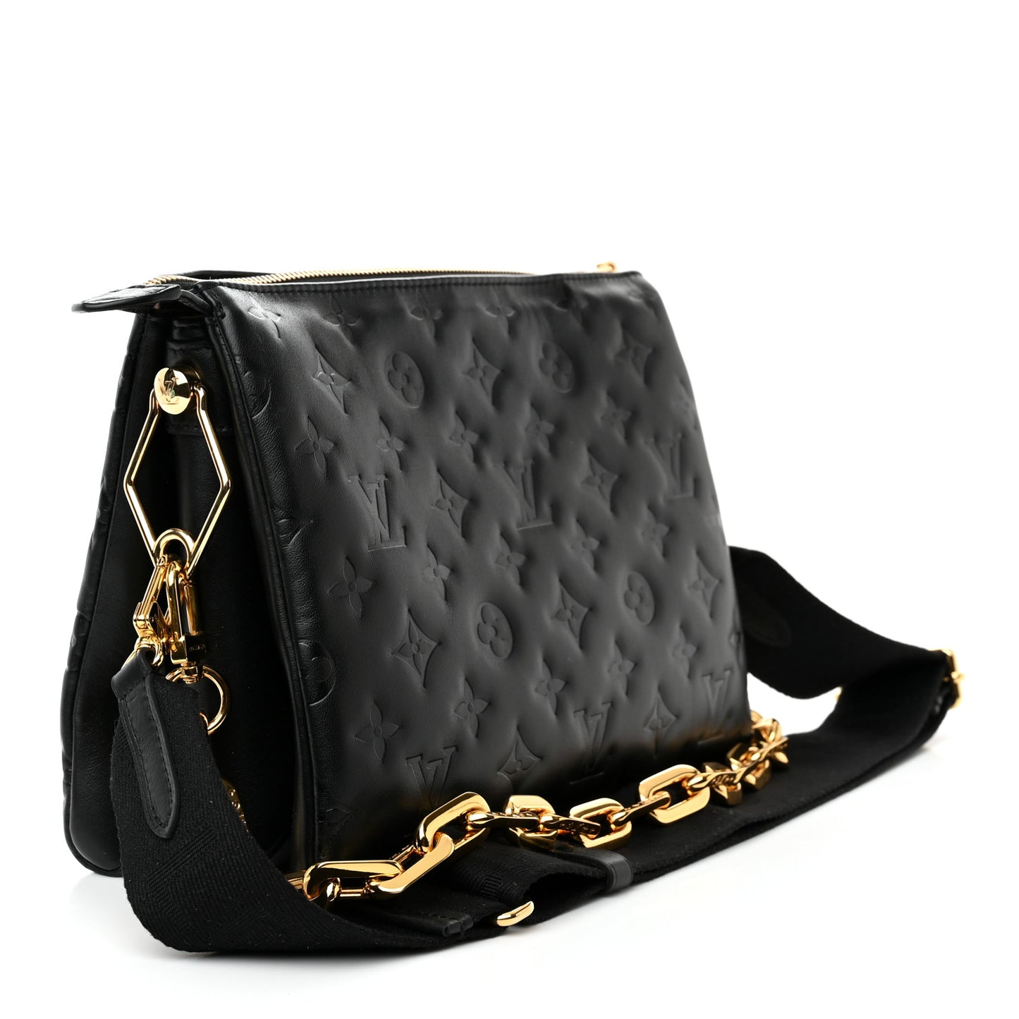 Lambskin Embossed Monogram Coussin PM Black