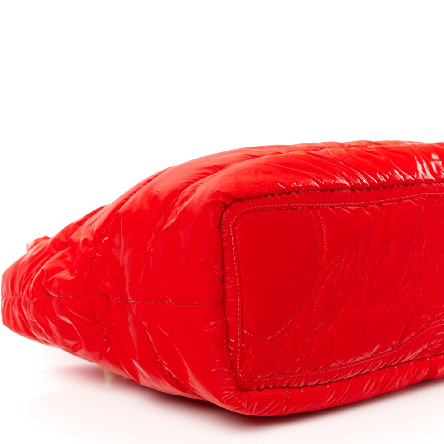 Nylon Padded Gloss Large Cabamoon Tote Red