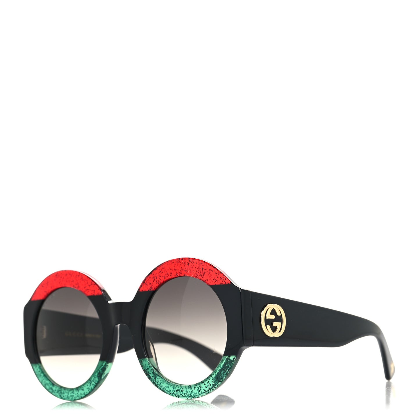Acetate Glitter Round Frame GG0084S Sunglasses Red Green