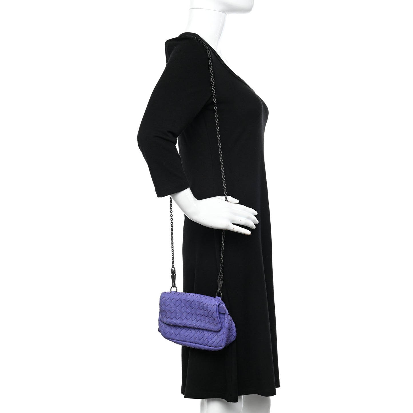 Nappa Intrecciato Small Chain Crossbody Cobalt