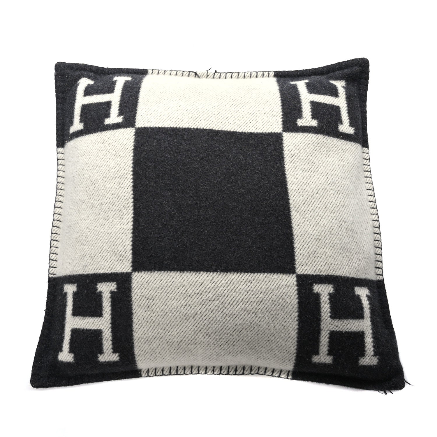 Hermes Wool Cashmere Avalon Pillow PM Ecru Gris Fonce 1 of 4
